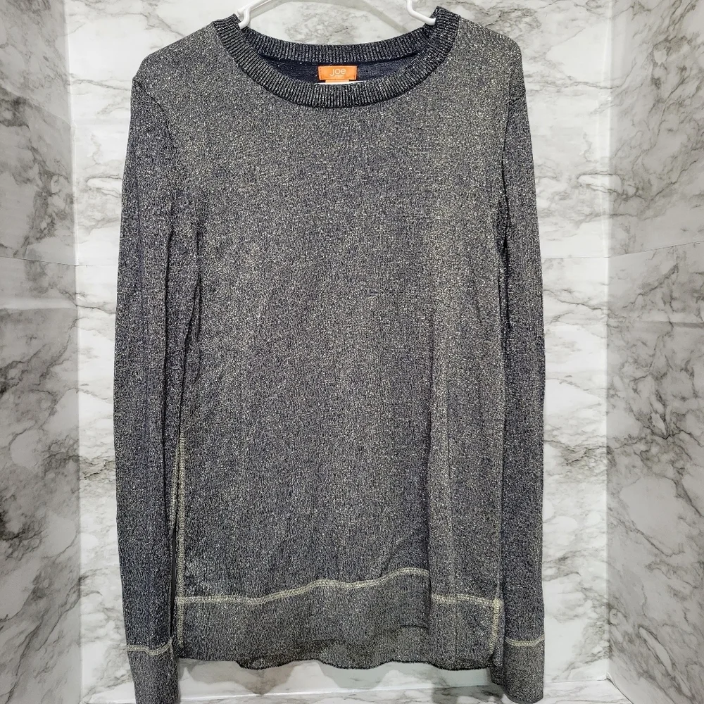 Joe Fresh Blue Gold Metallic Sweater XL - Picture 3 of 7